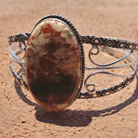 New Jasper 925 Silver Cuff Bracelet. - Picture 4 of 15